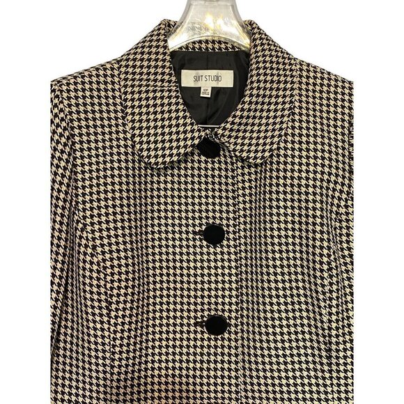 Suit Studio 2 PC Suit Houndstooth Blazer with Black Pants Women’s Size 10P NWT - Picture 2 of 15